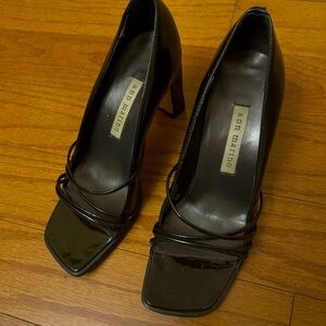 Ann Marino strap top brownish green leather upper heels.